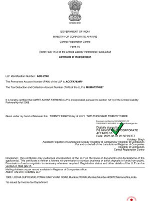 Certificate of Incorporation - Amrit Aahar Farming LLP S_page-0001